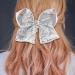 Sibba 8 Inch Sequin Hair Bow Clip for Girls and Women - Silver Glitter Oversized Barrette for Pigtail Hairstyles - Sweet Accessory - Buy Online on GoSupps.com
