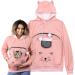 Homelevel Hoodie sweater with a cat pocket - cute sweater with dog bag - cats hoodie with pet pocket - cat sweater with bags for small pets s rosa