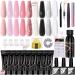 Poly Nail Gel Kit, VANREESA 9 Colors Poly Extension Nail Gel Kit with Clear White Pink Nail Kit for Beginners DIY at Home Builder Nail Gel for Nail Art Gift for Women Sweet Cool Girl
