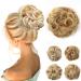 JJstar Messy Hair Bun Curly Wavy Hair Scrunchies Accessories Pieces for Women Girls Synthetic Hair Chignons (Golden Blonde/Beach Blonde) Golden Blonde/ Beach Blonde