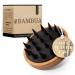 Bambua scalp massage brush - (100% plastic -free) Shampoo brush made of bamboo - anti -dandruff effect - for head massage when showering - Scalp massager - including e -book "healthy scalp" (black)