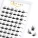 Eyelash single quewel individual eyelashes lashes curl 14mm eyelash segments wide foundation individual eyelashes for eyes make-up diy eyelash extensions (fluffy 02-c-14mm) 1 piece (1 Pack) Fluffy 02-c-14mm