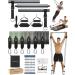 Along song Fitness straps Pilates Bar Set with 6 resistance straps 20/30/40lbs or 30/40lbs resistance bands adjustable and removable Pilates rod handles door anchor gray 30/40lbs
