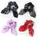 Miaija 4 Pieces Ribbon Bow Scrunchies Paisley Elastic Hair Band 4 Colors Chiffon Rope Scrunchy Leopard Ponytail Holders Hair Ties for Women Girls