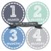 Months in Motion Baby Monthly Stickers - Baby Milestone Stickers - Newborn Boy Stickers - Month Stickers for Baby Boy - Baby Boy Stickers - Newborn Monthly Milestone Stickers (12 Count) 12 Count (Pack of 1)
