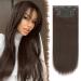 Feshfen clip in extensions 4PCs hair extensions with clips synthetic smooth hair exension long hair extensions black brown clip in hair part for women 50 cm smooth 4pcs - black brown