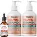 Alozera Vitamin C Body Lotion (2-Pack) and Vitamin C Serum with Niacinamide and Ferulic Acid Hydrating and Radiance Skincare Duo for Face, Neck and Body, Lightweight, Fragrance-Free, Made in USA