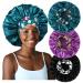 3PCS Extra Large Satin Bonnets for Black Women  Hair Bonnets for Sleeping Braids Curly Hair  C C-Black  Teal  Purple