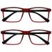 OPULIZE Ink Reading Glasses 2 Pack Large Rectangular Frame Dark Red Black Arm Spring Hinges Scratch Resistant Mens Womens RR4-Z +1.50