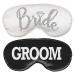 Bride & Groom Gifts Sleep Mask Set - Set of 2 Honeymoon Sleep Mask (1) Bride Silver Diamond White Mask & (1) Groom Black Mask - Wedding Gifts for Couples Mask(BRD Wht/Grm Blk) Set of 2 (1 White Bride Mask & 1 Black Groom Mask)