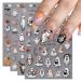 5D Halloween Nail Stickers 4 Sheets 5D Self-Adhesive Embossed Nail Decal Ghost Nail Art Decoration Design Supplies