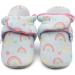 Dotty Fish Cotton Baby Booties | Suede Sole, Fleece Lining | Non-Slip Pram Shoes for Boys, Girls, Unisex | 12-18 Months Blue with Rainbows and Hearts - Buy Online on GoSupps.com