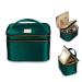 Eudora Double Layer Travel Makeup Bag, Green Nylon Satin Makeup Bag Organizer with Portable Mirror and Brushes holders, Large Cosmetics bag for Women (Green)