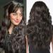 WOKESTAR Long Dark Brown Wigs for Women Synthetic Hair Wig with Curtain Fringe