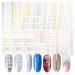 12 Sheets 3D Metallic Nail Stickers Gold Silver Curve Stripe Lines Nails Stickers Adhesive Striping Tape Nail Art for Women Girls Acrylic Nails Manicure DIY and Nail Salon