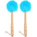 Shower Loofah Body & Back Scrubber - Exfoliating Loofah luffa Bath Brush On a Stick - with Long Wooden Handle Back Brush for Men & Women - Easy Reach Body Wash & Lotion Applicator( 2 Pack- Blue)