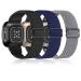 Tovimall Compatible with Fitbit Versa 4 Bands/Versa 3 Band/Fitbit Sense 2 Bands/Sense Band for Women Men, Elastic Nylon Stretchy Solo Loop Breathable Strap Adjustable for SmartWatch Accessories black/navy/deep gray