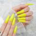 Jofay Fashion Fluorescent Yellow Long Coffin Press on Nails - 24pcs | Reusable Glossy False Nails with Glue for Women and Girls - Buy Online on GoSupps.com