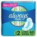 Always Maxi Feminine Pads For Women, Size 2 Long Super Absorbency, With Wings, Unscented, 60 Count Super, Wings