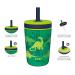 Zak Designs Kelso Dino Camo Tumbler Set - 15 oz, Non-BPA, Leak-Proof with Straw, Durable Plastic and Silicone, Perfect Baby Cup Bundle for Kids - 2pc Set - Buy Online on GoSupps.com