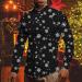 Men's Slim Fit Christmas Shirt | Long Sleeve Button Down Winter Fashion | Snowflake Print Blouse | X-Large Black - Buy Online on GoSupps.com