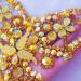 Yellow Rhinestone Crystal Trim Bridal Applique Sew On Neckline Design Patch 28x30cm - DIY Wedding Dress Decoration - Buy Online on GoSupps.com