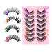 Colored Lashes Russian Strip Mink Eyelash with Color on End 7 Pairs 3D Curl 4 Colors Wispy Fake Lashes With Color 15mm Light Volume Salon Cosplay Festival Party Eyelashes Reusable