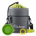 Dog Treat Pouch Bag Dog Walking Bag With Poop Bag Holder Dog Training Clicker Collapsible Silicon Dog Water Bowl Adjustable Belt and Shoulder Strap Gray with Green