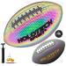 KPASON Football, Holographic Football Reflective Glowing Footballs for Kids, Teens and Adults, Composite Leather Football with Pump (Official Size 9 & Youth Size 6 & Peewee Size 3) Official Size 9 / Black (with Pump)