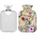 NAANLE Hot Water Bottle with Lid - 1L Transparent Watercolor Flower Design for Pain Relief & Heat Therapy - Buy Online on GoSupps.com