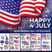 4th of July Temporary Tattoos - 100pcs Fake Tattoos for Kids & Adults | Independence Day Body Art Stickers in Red White Blue | Memorial Day, Labor Day, USA National Flag Decor - Buy Online on GoSupps.com