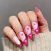 NOVO OVO Medium Long Oval Stiletto Pale Hot Pink French Tip Yinyang Heart False Press on Nails - LOVE CYCLE Glossy Acrylic Kit - Buy Online on GoSupps.com