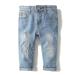 KIDSCOOL SPACE Baby Girl Boy Slim Jeans Little Kid Elastic Band Inside Ripped Denim Pants 6-12 Months Light Blue-2099