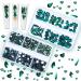 1060Pcs Emerald Green Nail Rhinestones Flatback Green Gems Crystals Glass Stones Round BeadsMulti Shapes Sizes Nail Rhinestones Charms for Nail DIY Crafts Clothes Shoes Jewelry S4