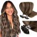 LAAVOO Extensions Real Hair Balayage Brown Balayage Keratin Extensions Real Hair Bondings 1g/S Dark Brown Ombre Ashblond Invisible U TIP Hair extension Real hair 50g #4/18/4 55cm 1-31 U Tip #4/18/4