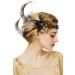 BABEYOND 1920s Sequined Showgirl Headpiece Feather Headband Flapper Gatsby Hair Accessories Black Gold