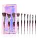Make up brush kit crystal handle Professional laser cosmetics brush set transparent shiny premium synthetic bristles foundation blush concealer mixed brushes 10 pieces crystal brown