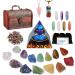 29PCs crystal gemstones set crystals healing stones set 7 raw chakra and 7 drum stones 7 spherical chakra stones 2 crystal necklaces crystal pyramid gemstones healing stones gift