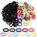 200Pcs Baby Hair Ties, 1 Inch Seamless Toddler Hair Ties for Girls and Kids, Small Multicolor and Black Hair Bands Multi-colored 2 + Black