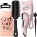 Lily England Curly Hair Brush Set - For Kids & Women includes Detangle Hair Brush Curl Brush Wide Tooth Comb Edges Brush & Claw Clip - The Ideal Curly Hair Gift Set for Women Black