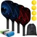 Pickleball Paddles, Pickleball Set with 4 Premium Wood Pickleball Paddles, 4 Pickleball Balls, 4 Cooling Towels & Carry Bag, Pickleball Rackets with Ergonomic Cushion Grip, Gifts for Men Women A: 4 Paddles & 4 Balls & 4 Cooling Towels