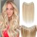 Benehair Clip in Human Hair Extensions One Piece Real Human Clip in Hair Extensions 14 Inches 55g Camel Mixed Light Blond Real Human Hair Extension Upgraded V Type Clip in Hair Extension for Women