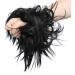 Tousled Updo Messy Bun Hair Piece | Synthetic Wavy Bun Extension | Fluffy Updo Scrunchy Chignon in Dark Black - Buy Online on GoSupps.com