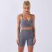 Women Seamless Yoga Outfits 2 Piece Set | Short Sleeve Crop Top & High Waisted Shorts | Activewear Set - Gray (Large) - Buy Online on GoSupps.com