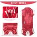 Tony Hoby Dog Overall Suit for Men & Women - Soft Cotton 4-Leg Stripes Pajamas for Comfortable Sleep - L Red-Girl - Buy Online on GoSupps.com