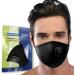 5 Layer Breathable Cotton Face Mask with Filter Reusable Black Face Masks Washable Uk with Adjustable Ear Straps Nose Wire & Replaceable Filters for Unisex Black 2 - Buy Online on GoSupps.com