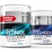 Retinol & Collagen Face Cream Bundle Anti Aging Moisturizer Set with Hyaluronic Acid for Women & Men Day & Night Firming Cream for Face Neck & D collet Wrinkles & Hydration 1.85 Fl Oz x 2