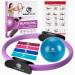 SmartSleek Pilates Ring Circle, 14 inch Magic Circle Pilates Ring with 4 Resistant Bands - Padded Pilates Magic Circle with Ball -Yoga and Fitness Ring for Toning Thighs Purple