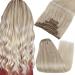 FSHINE hair extension real hair clip 50cm 120 gram extensions real hair remy 7pcs ashblond faded to medium blonde with platinum blonde hair extensions clip in hair human Straight #18/20 1.6 clip #18/26/60 50cm
