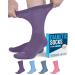 Doctor's Select Diabetic Socks for Women and Men - 4 Pairs Non Binding Socks | Diabetic Socks Women | Womens Diabetic Socks Large Light Blue Blue Purple Pink